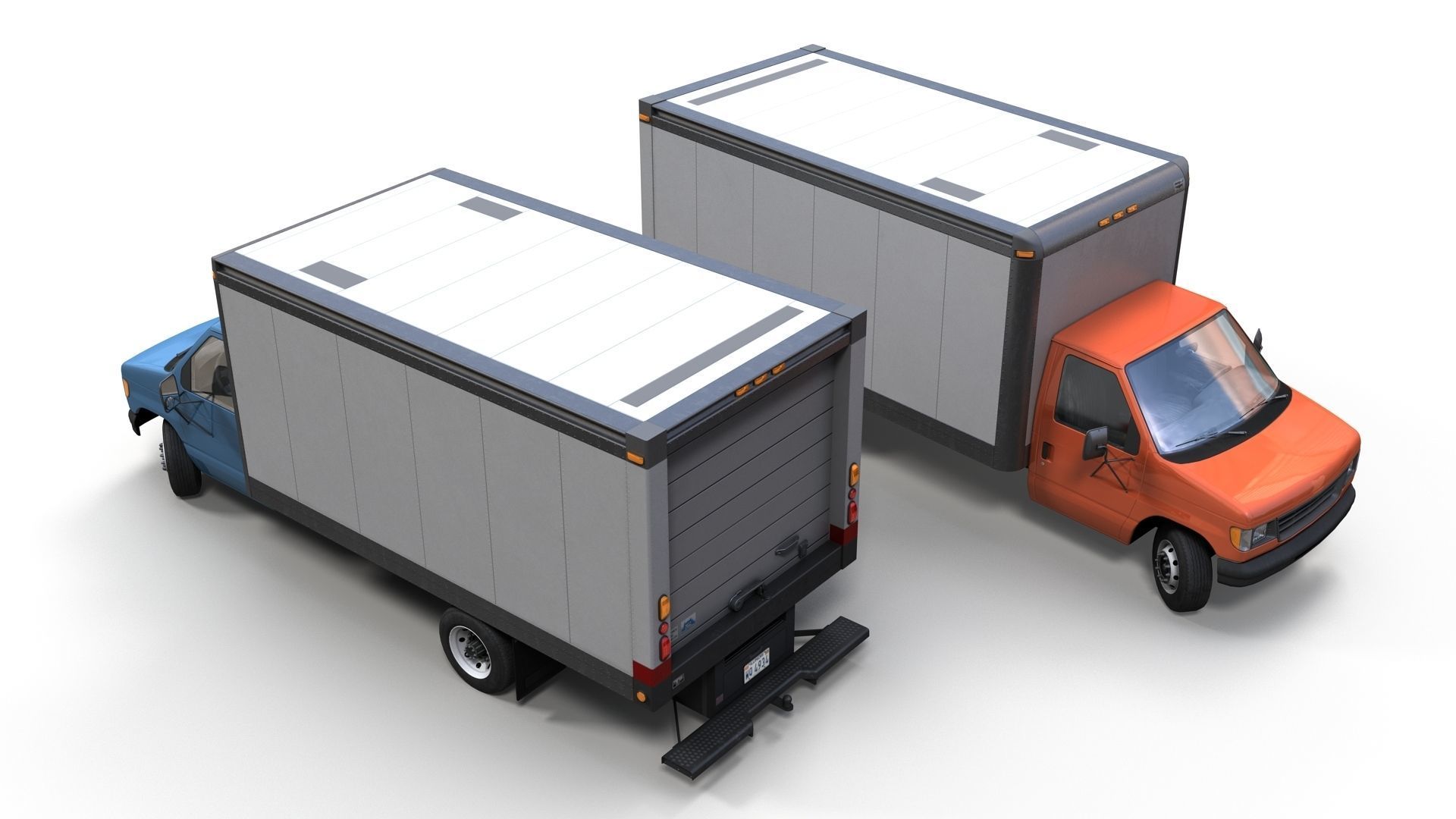 Industrial van box truck Low-poly 3D model_2