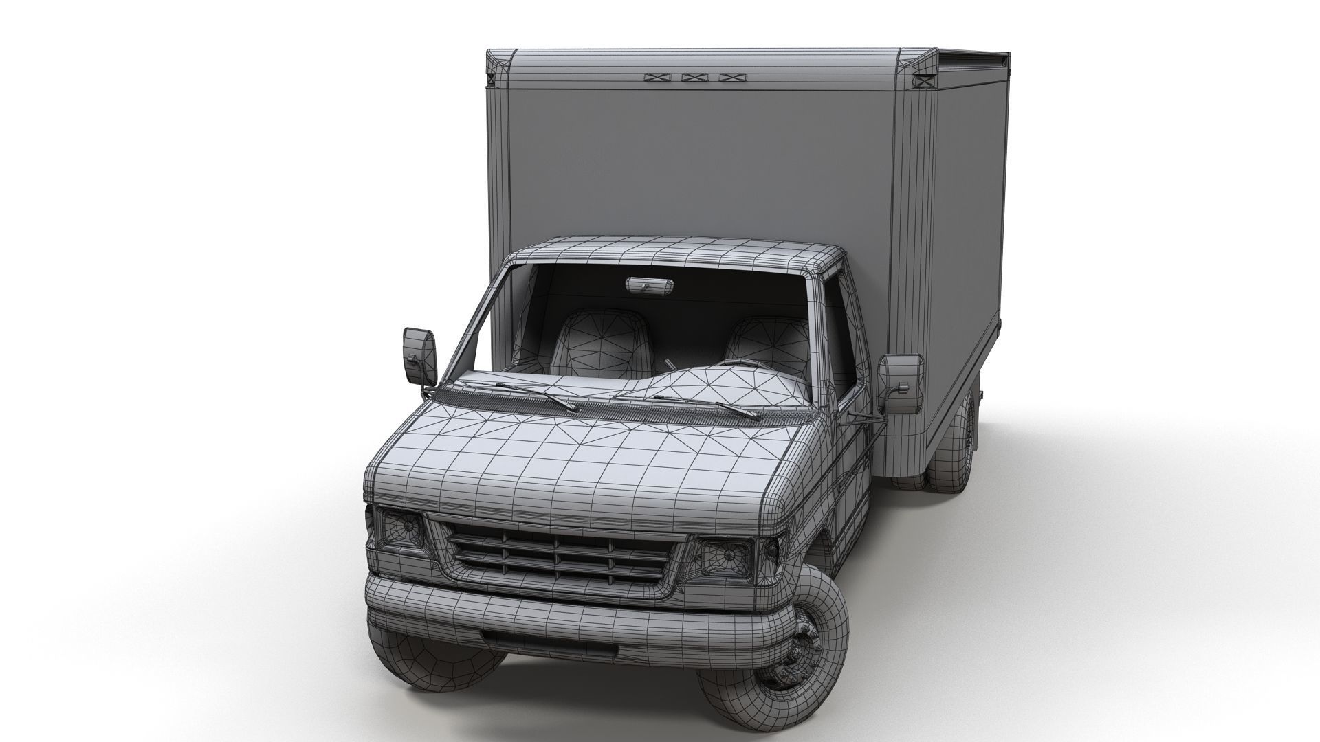 Industrial van box truck Low-poly 3D model_20