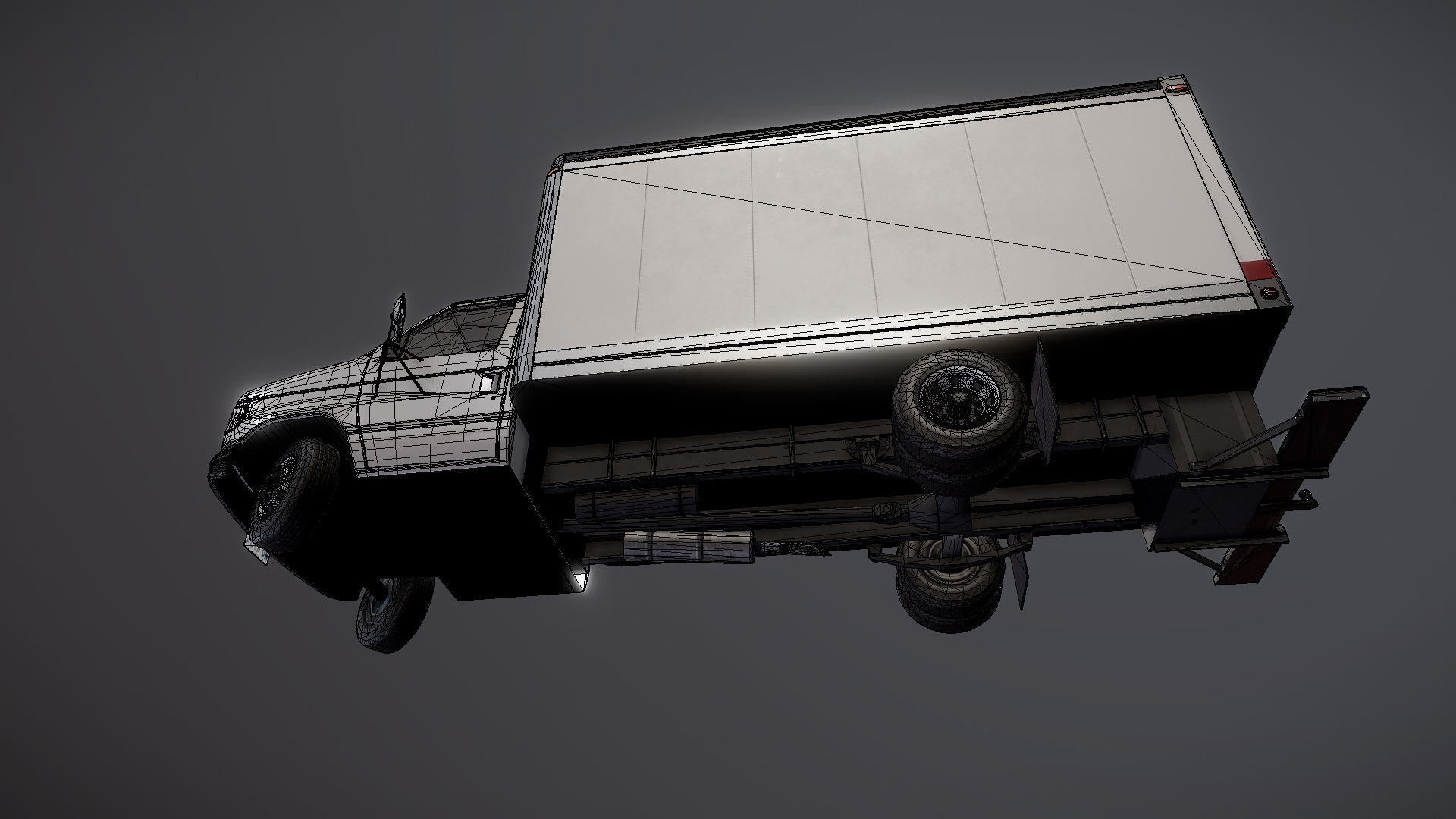 Industrial van box truck Low-poly 3D model_30