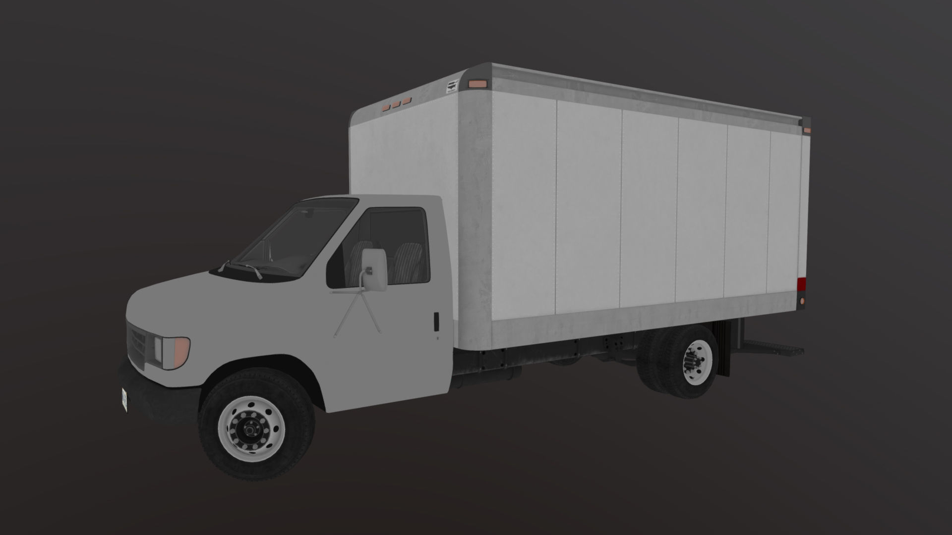 Industrial van box truck Low-poly 3D model_35