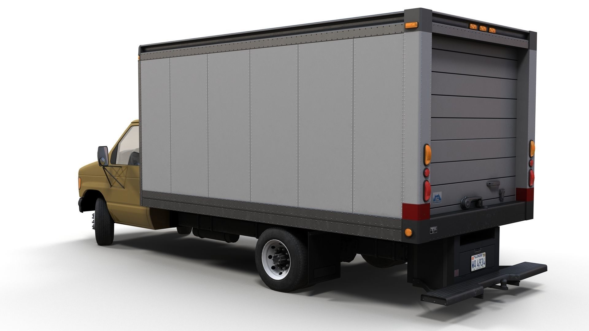 Industrial van box truck Low-poly 3D model_11
