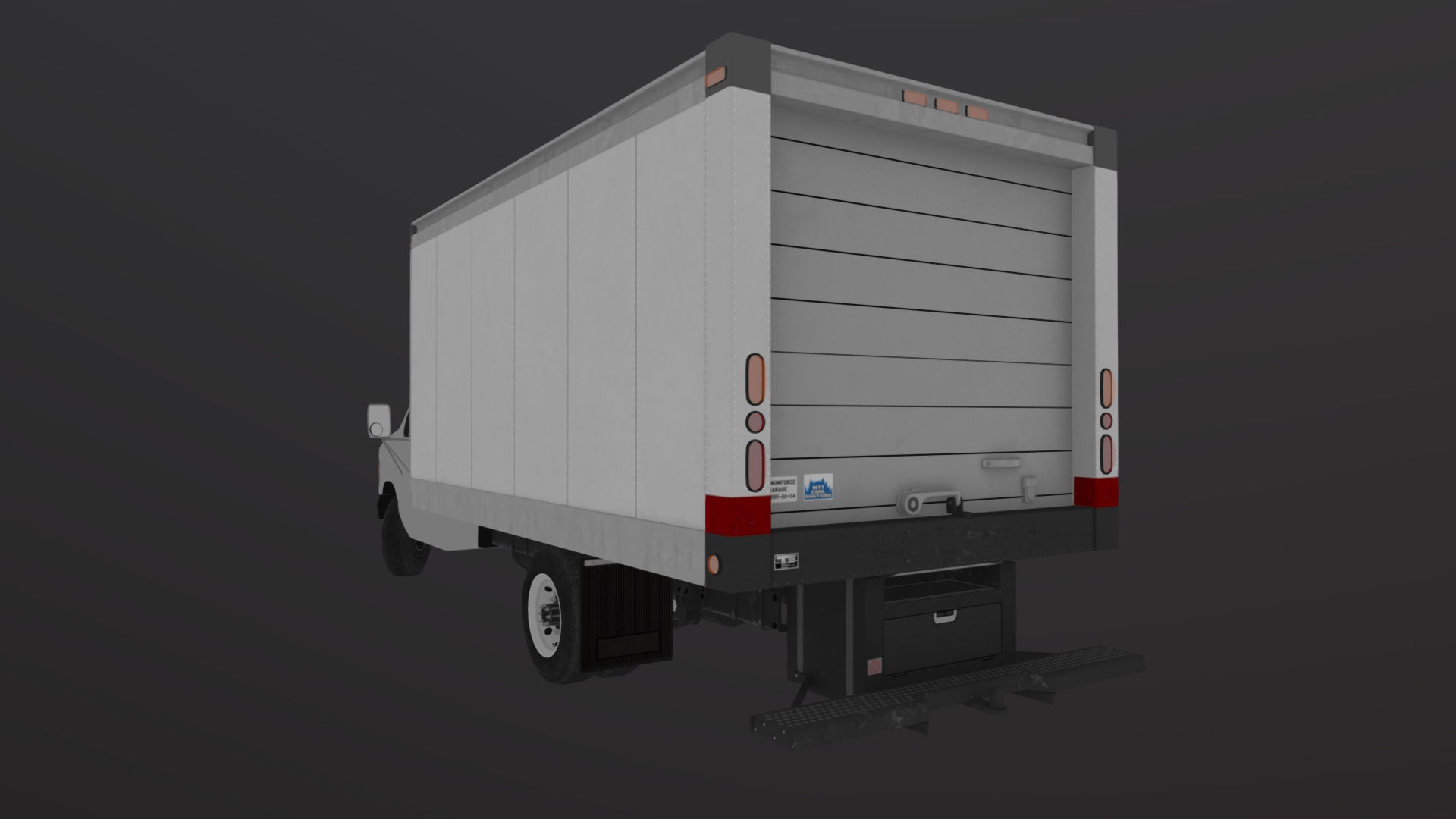 Industrial van box truck Low-poly 3D model_38
