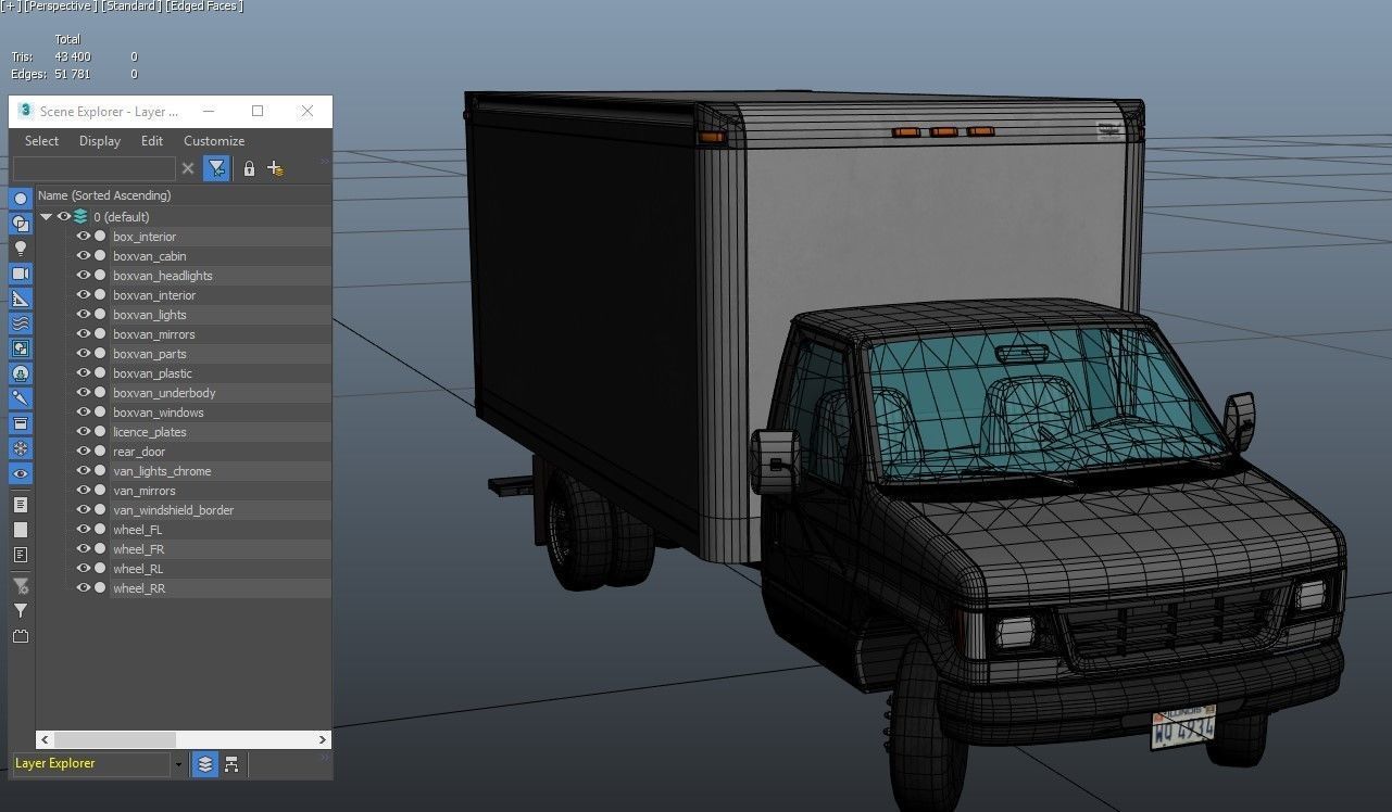 Industrial van box truck Low-poly 3D model_40