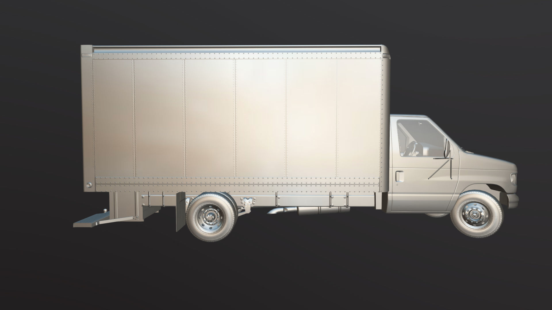 Industrial van box truck Low-poly 3D model_32