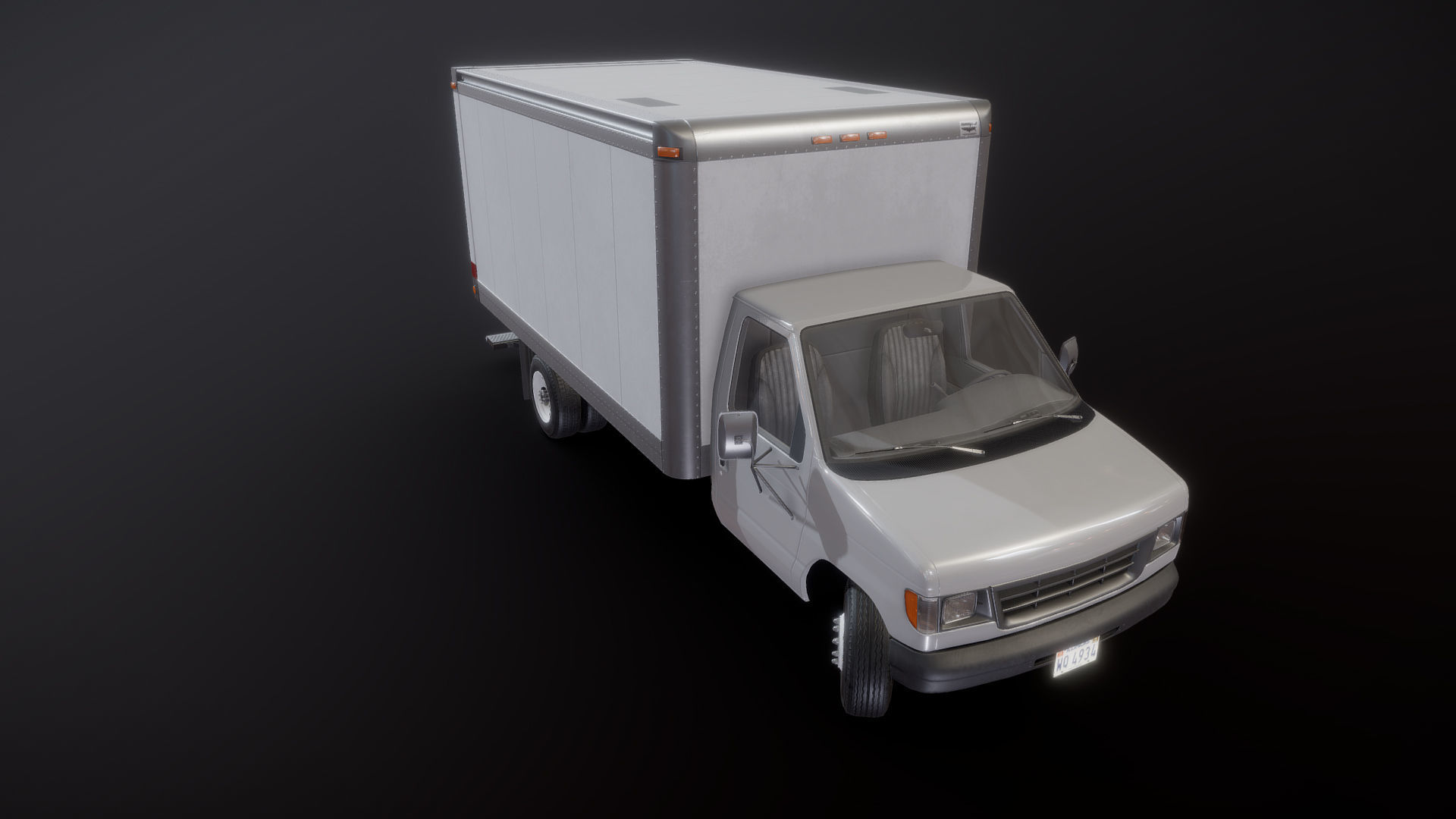 Industrial van box truck Low-poly 3D model_25