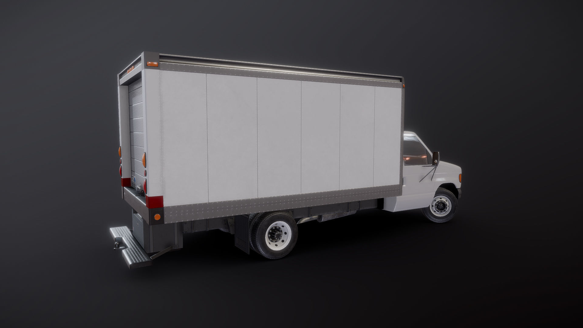 Industrial van box truck Low-poly 3D model_22