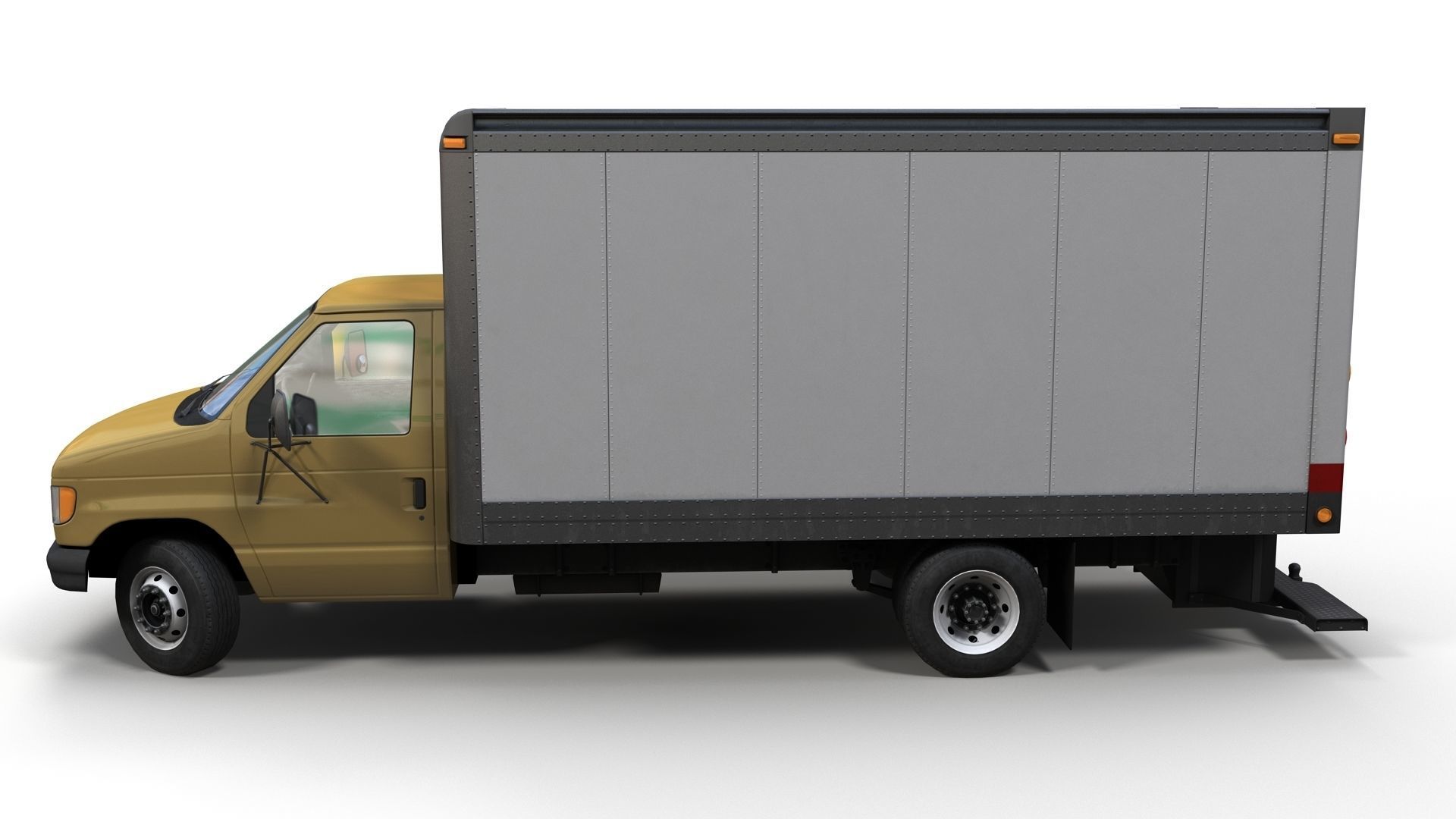 Industrial van box truck Low-poly 3D model_9