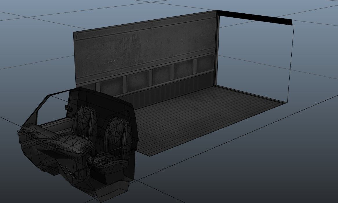 Industrial van box truck Low-poly 3D model_46