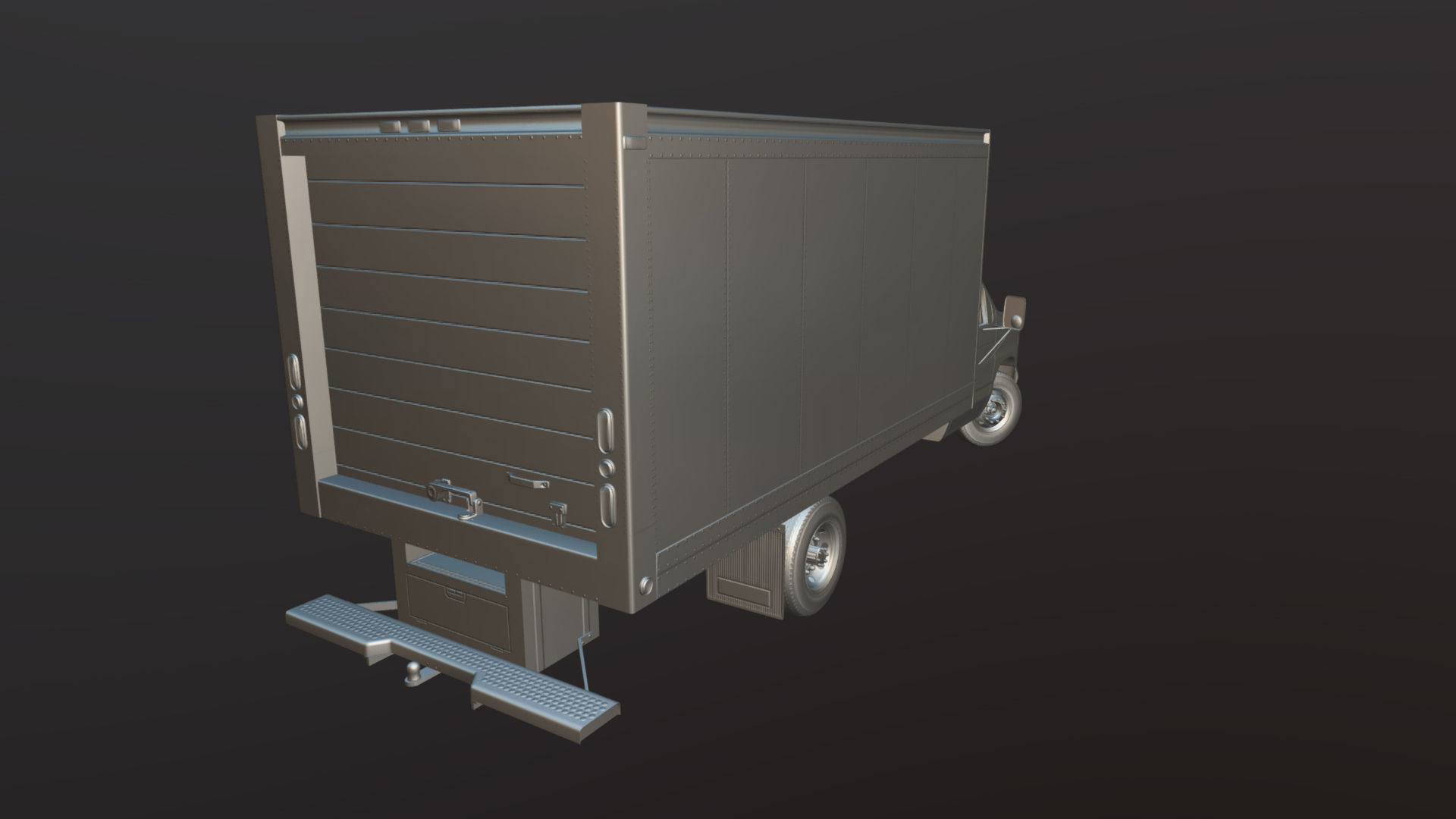 Industrial van box truck Low-poly 3D model_33