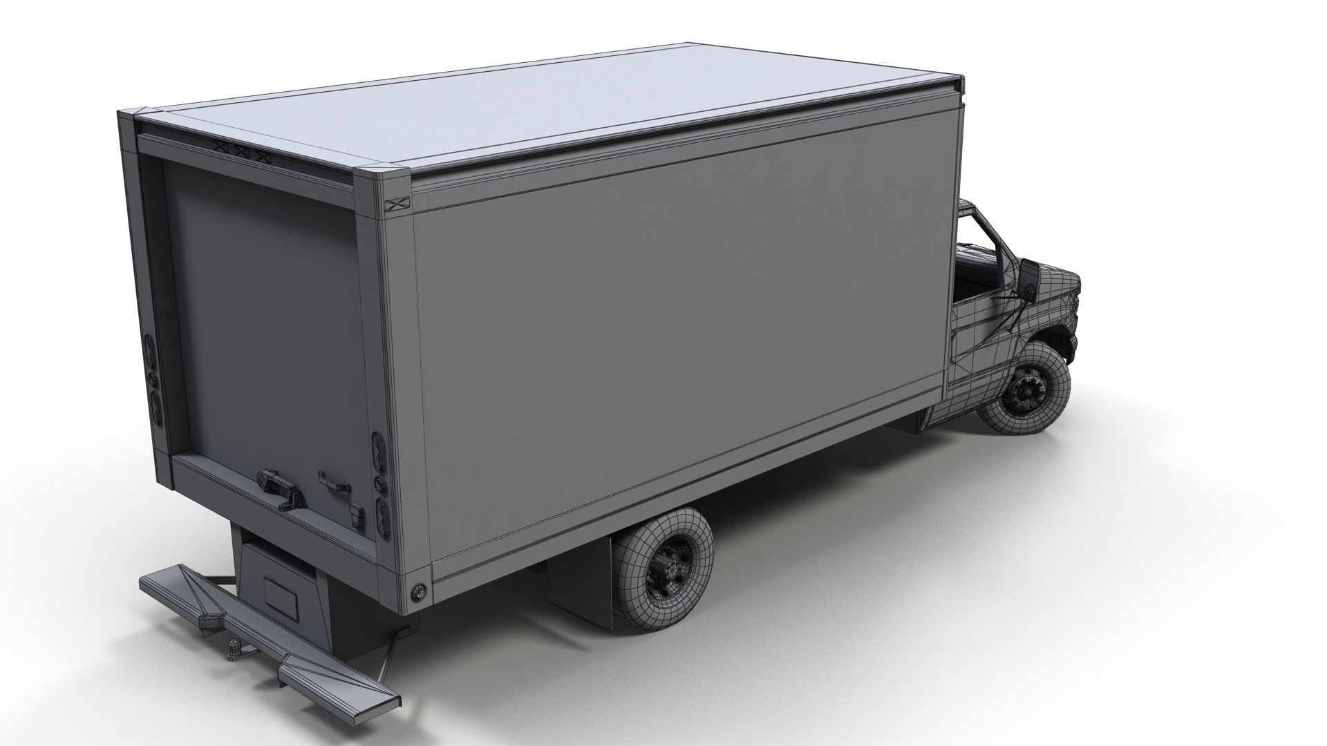 Industrial van box truck Low-poly 3D model_14