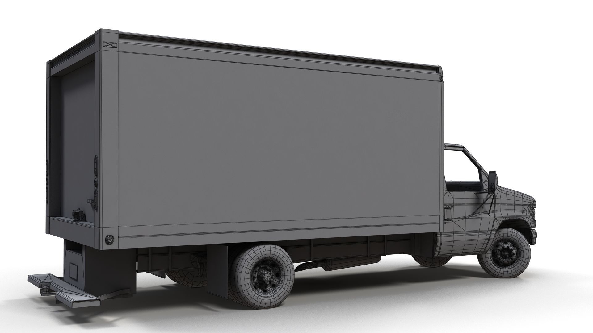Industrial van box truck Low-poly 3D model_18