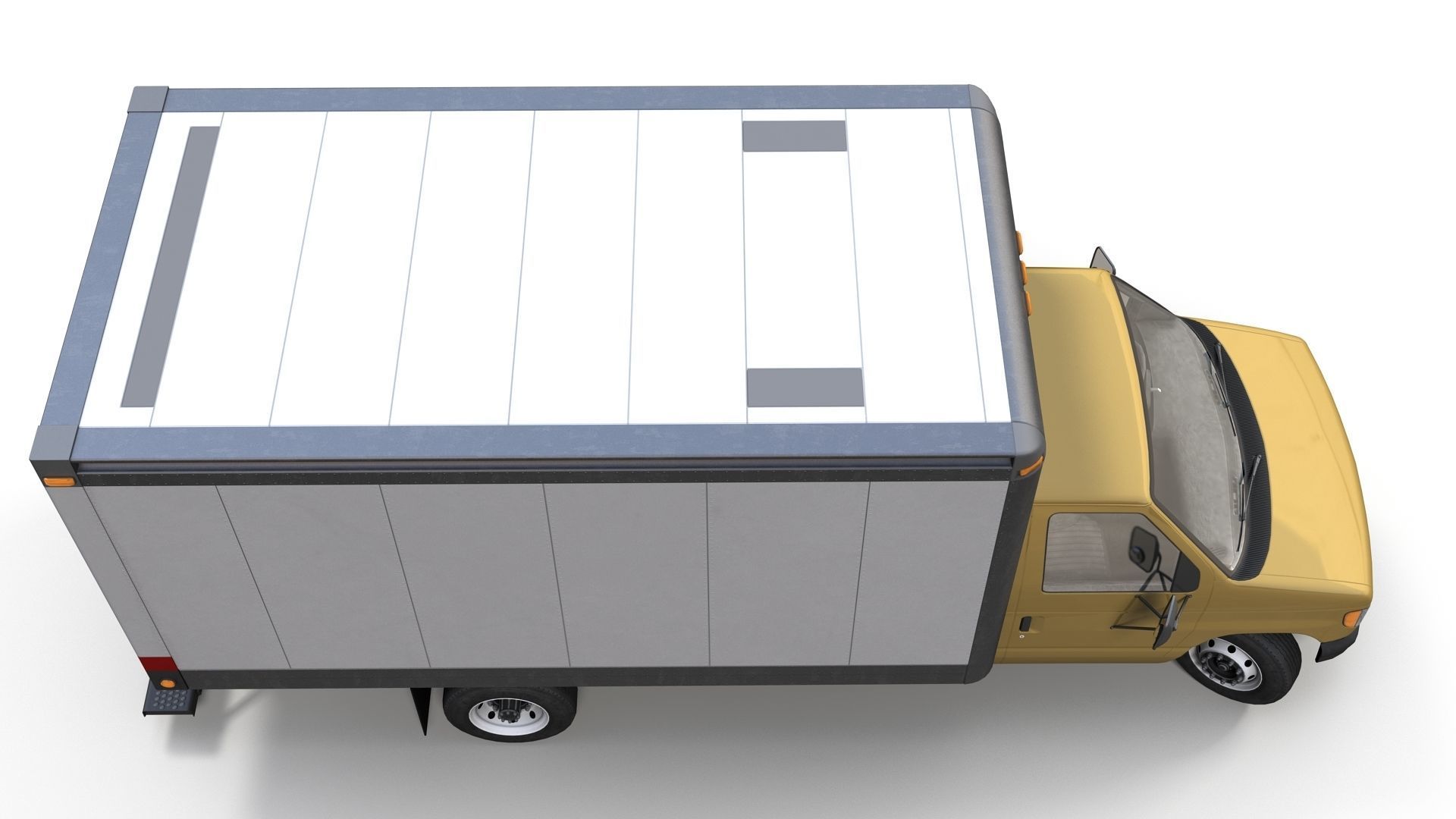 Industrial van box truck Low-poly 3D model_7