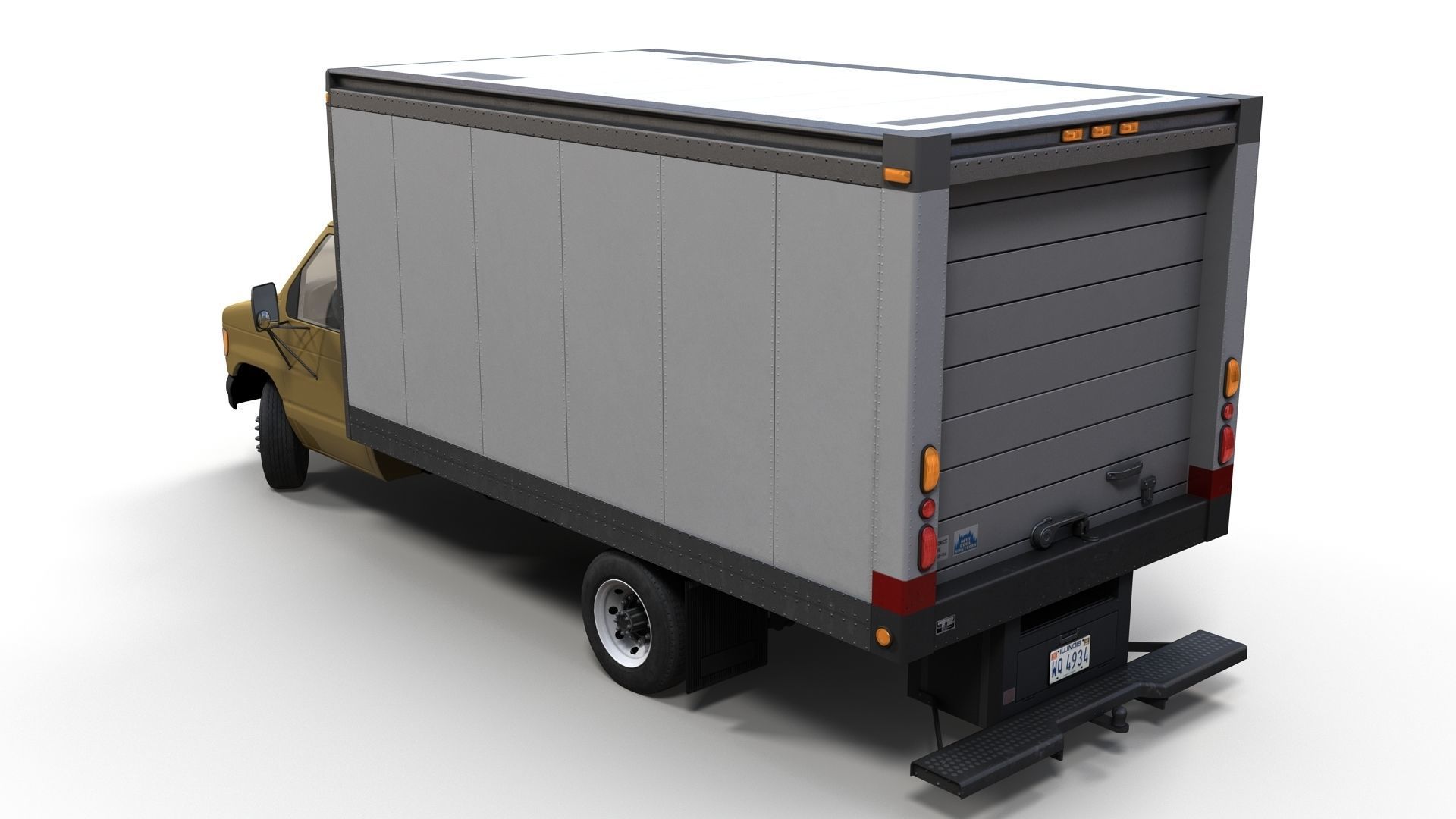 Industrial van box truck Low-poly 3D model_8