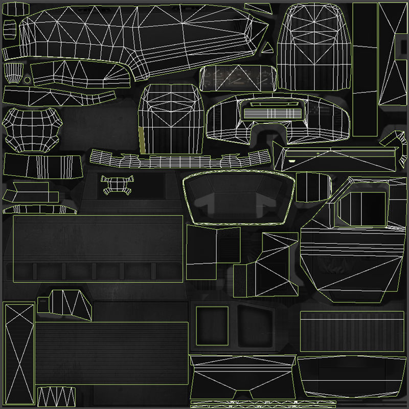 Industrial van box truck Low-poly 3D model_49