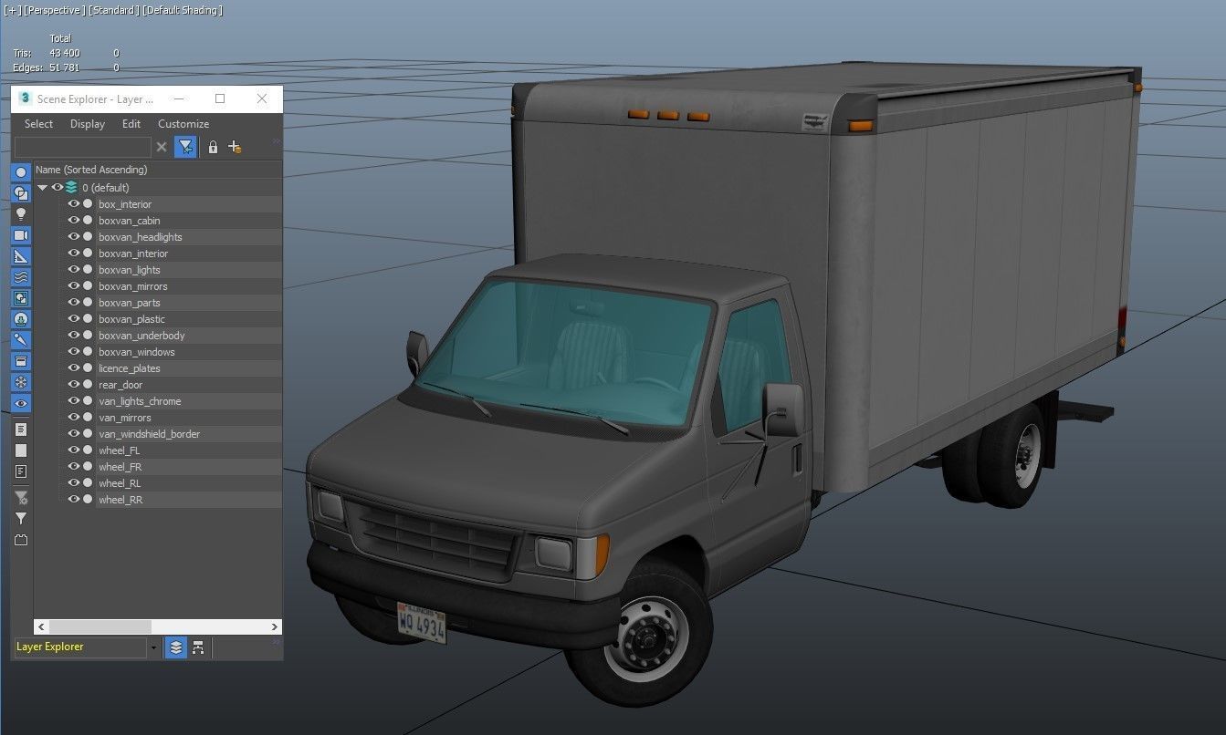 Industrial van box truck Low-poly 3D model_41
