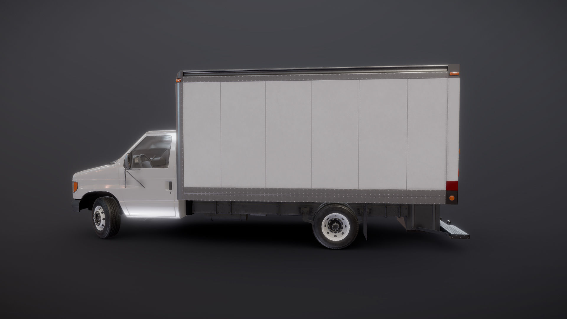Industrial van box truck Low-poly 3D model_23