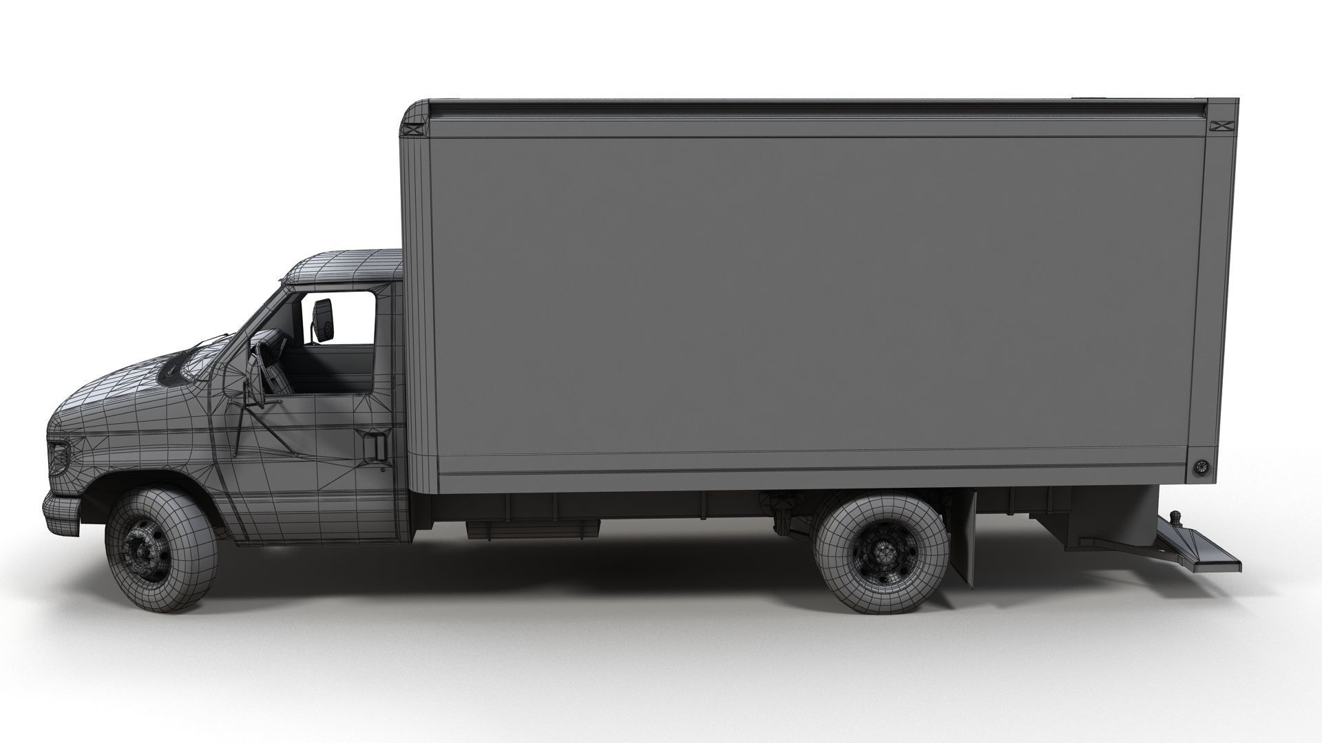 Industrial van box truck Low-poly 3D model_17