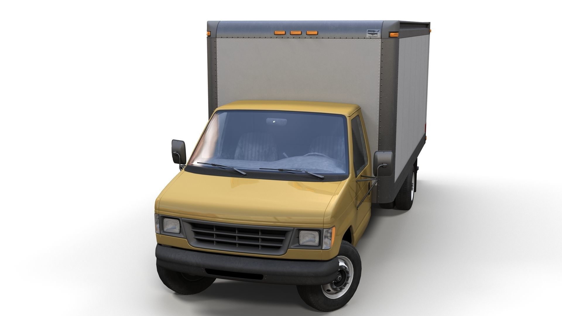 Industrial van box truck Low-poly 3D model_12