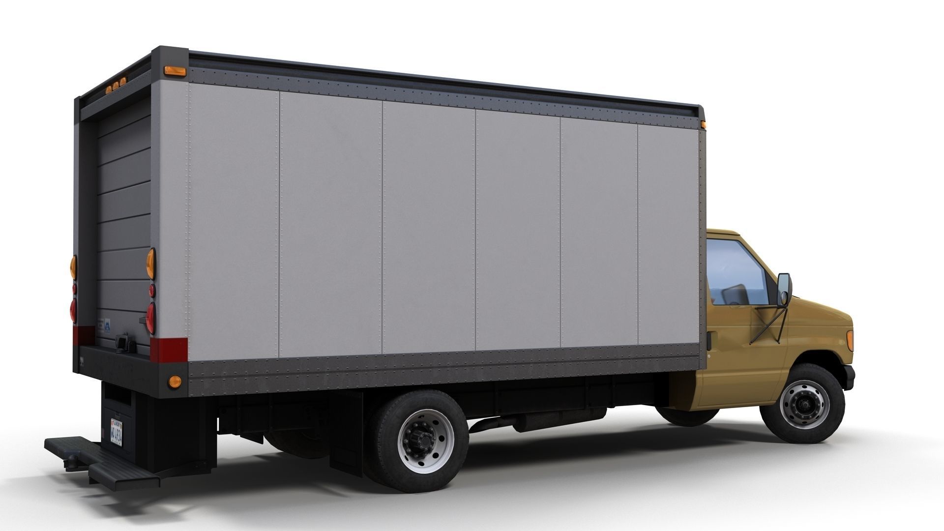 Industrial van box truck Low-poly 3D model_10