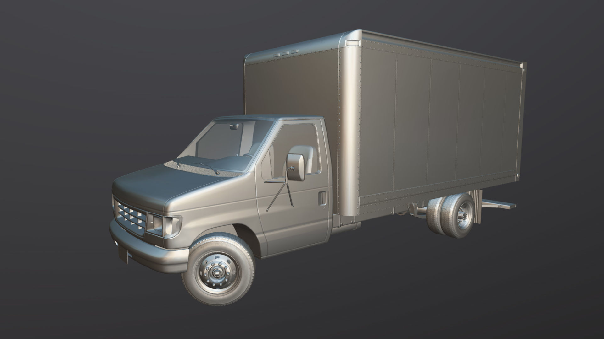 Industrial van box truck Low-poly 3D model_31