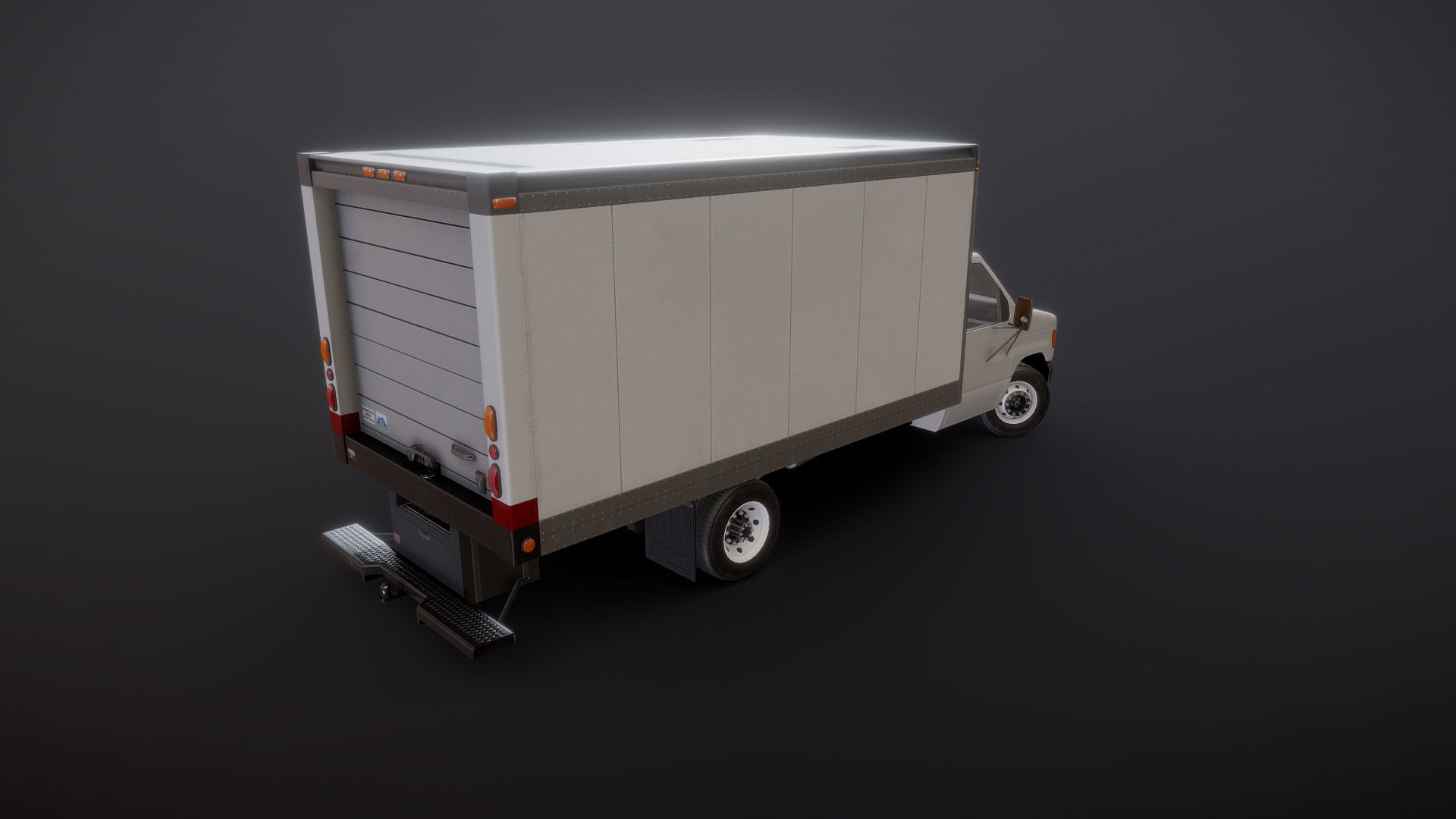 Industrial van box truck Low-poly 3D model_24