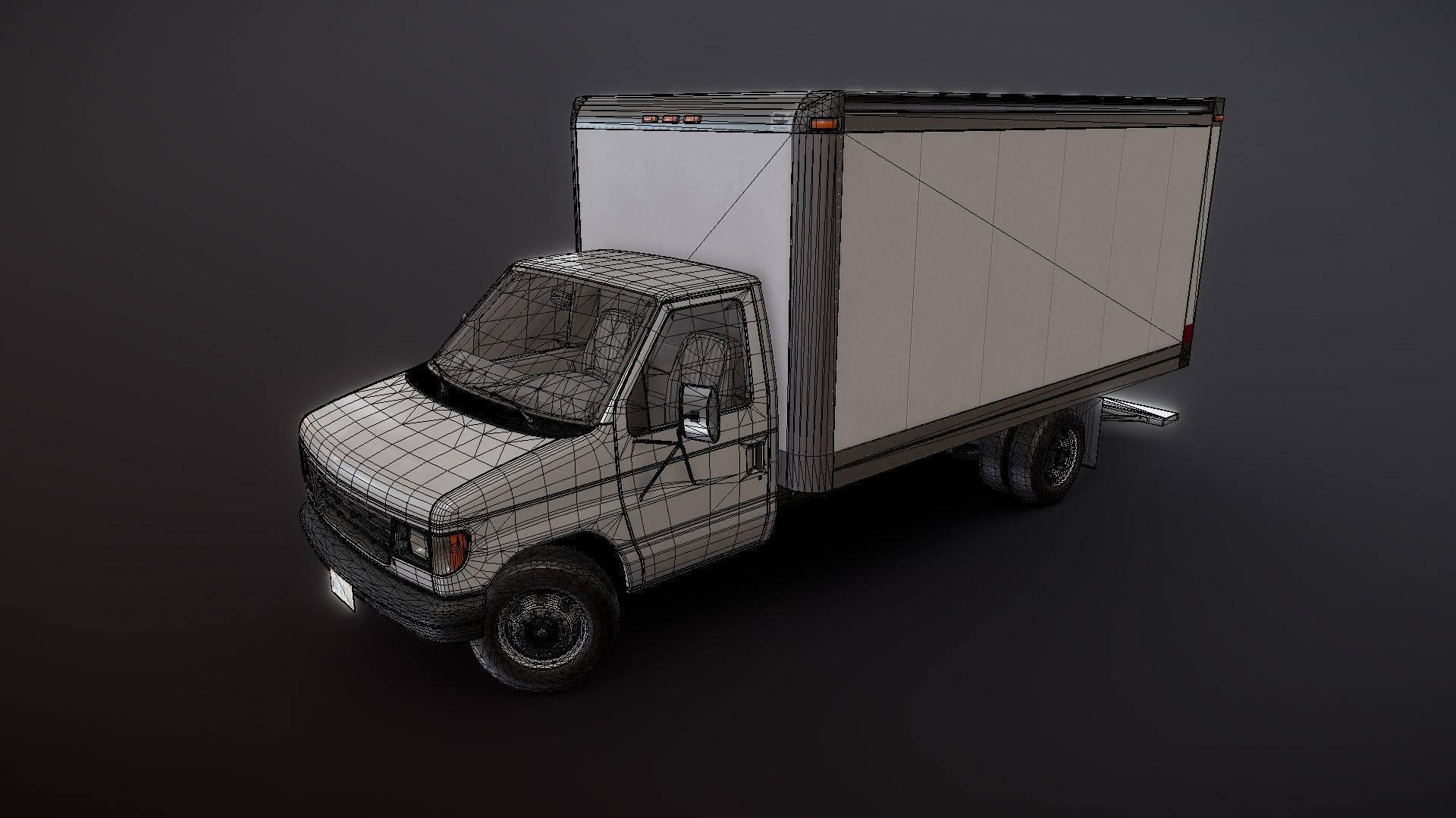 Industrial van box truck Low-poly 3D model_28