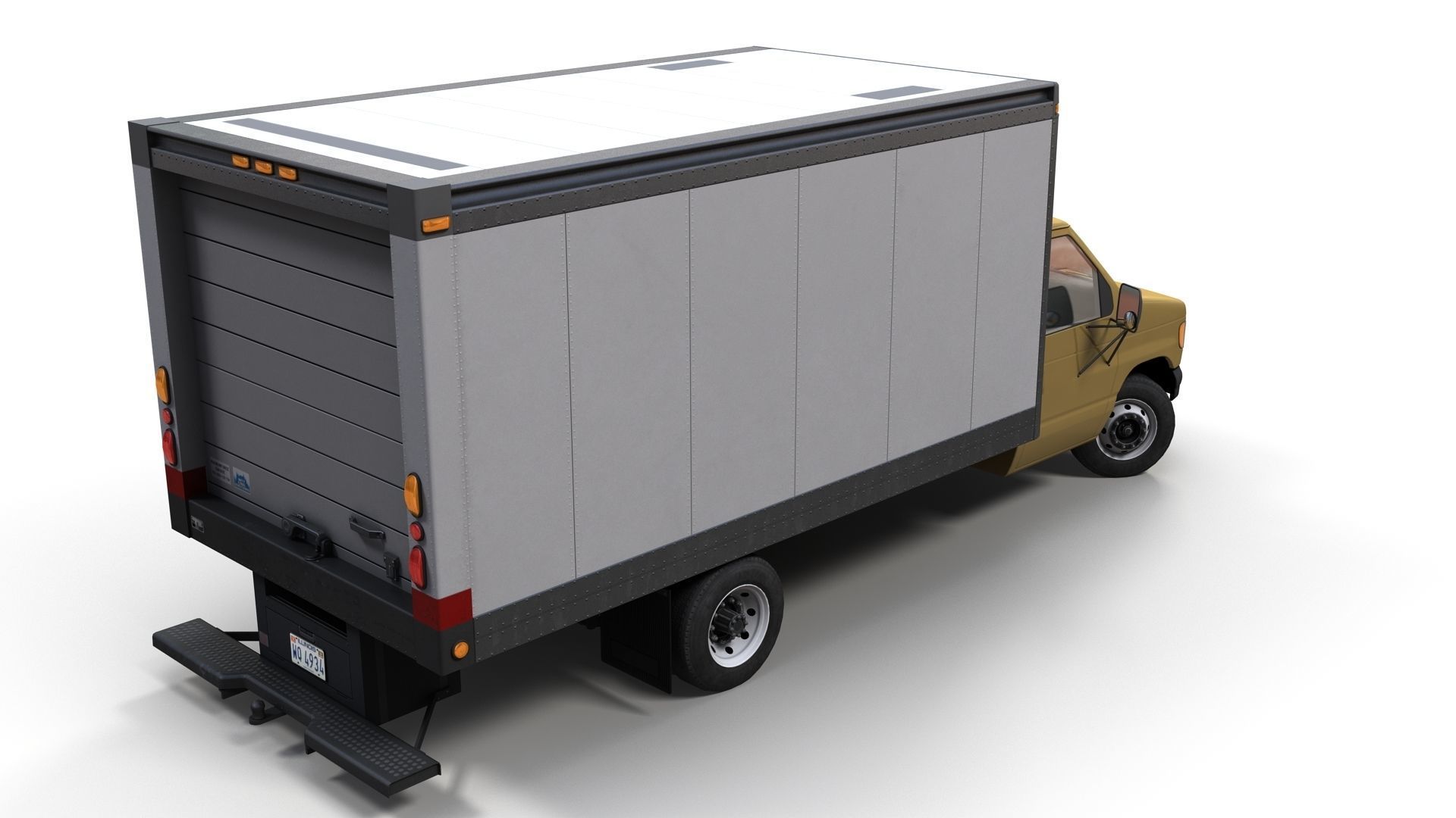 Industrial van box truck Low-poly 3D model_6