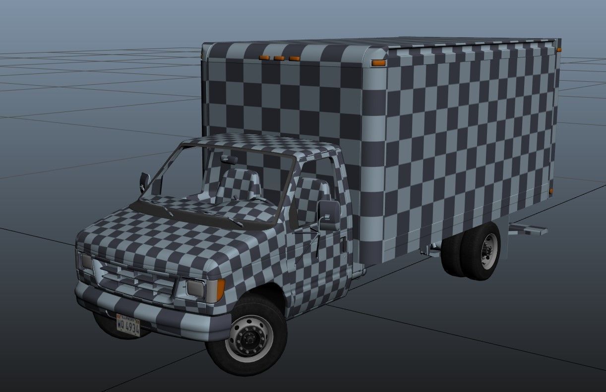 Industrial van box truck Low-poly 3D model_43