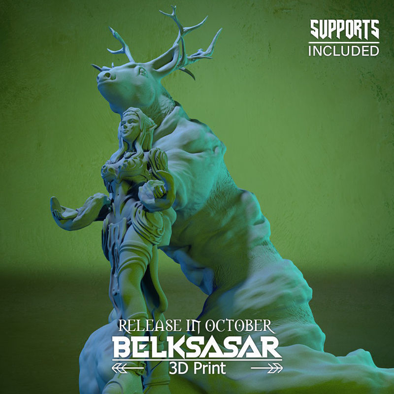 Summoner of the Deer Spirit Normal and Nude 3D print model_38
