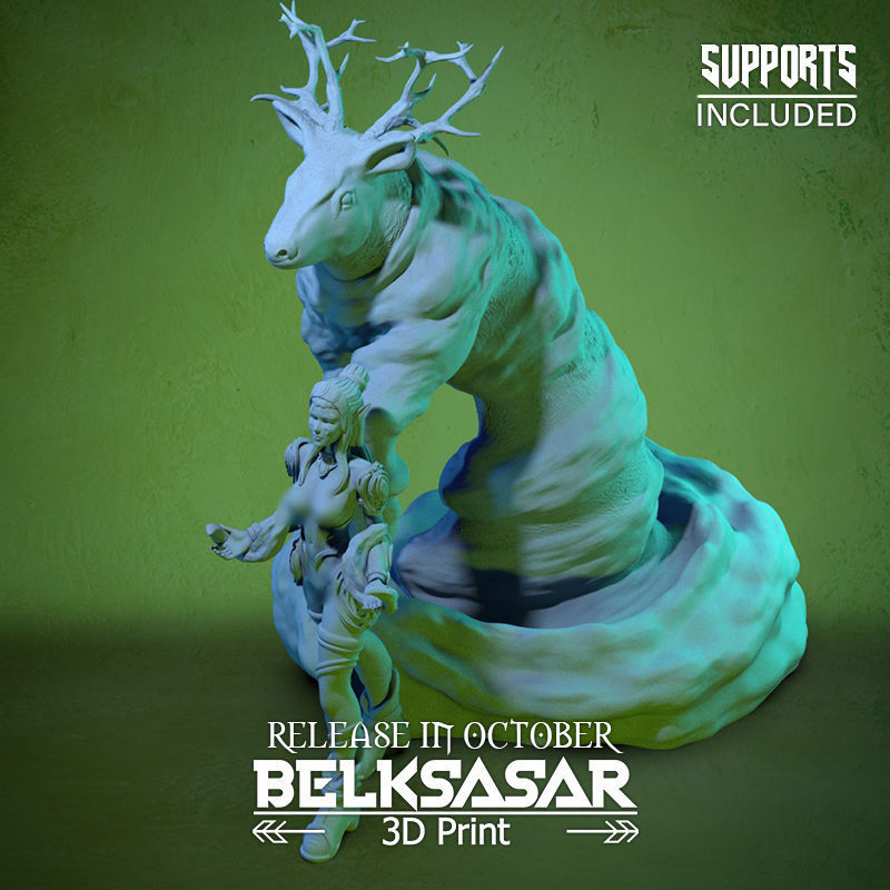 Summoner of the Deer Spirit Normal and Nude 3D print model_31