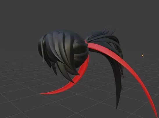Simple 3D Anime Hair Model Free 3D model_0