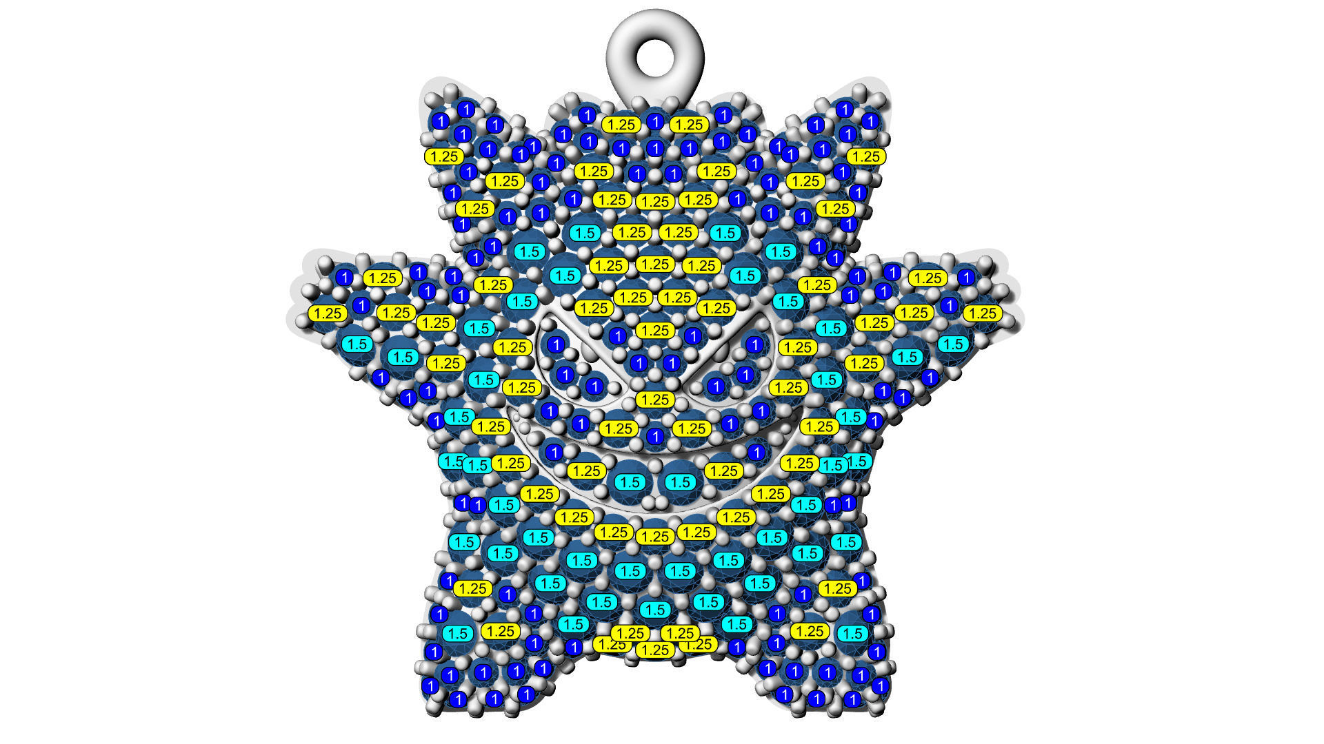 Gengar pendant wiht Gems 20mm 3D print model_7