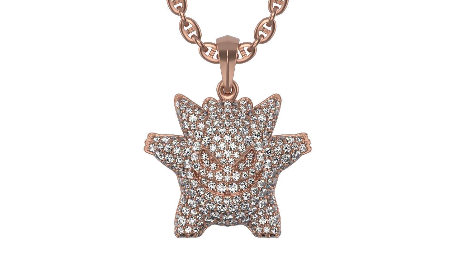 Gengar pendant wiht Gems 20mm 3D print model_4