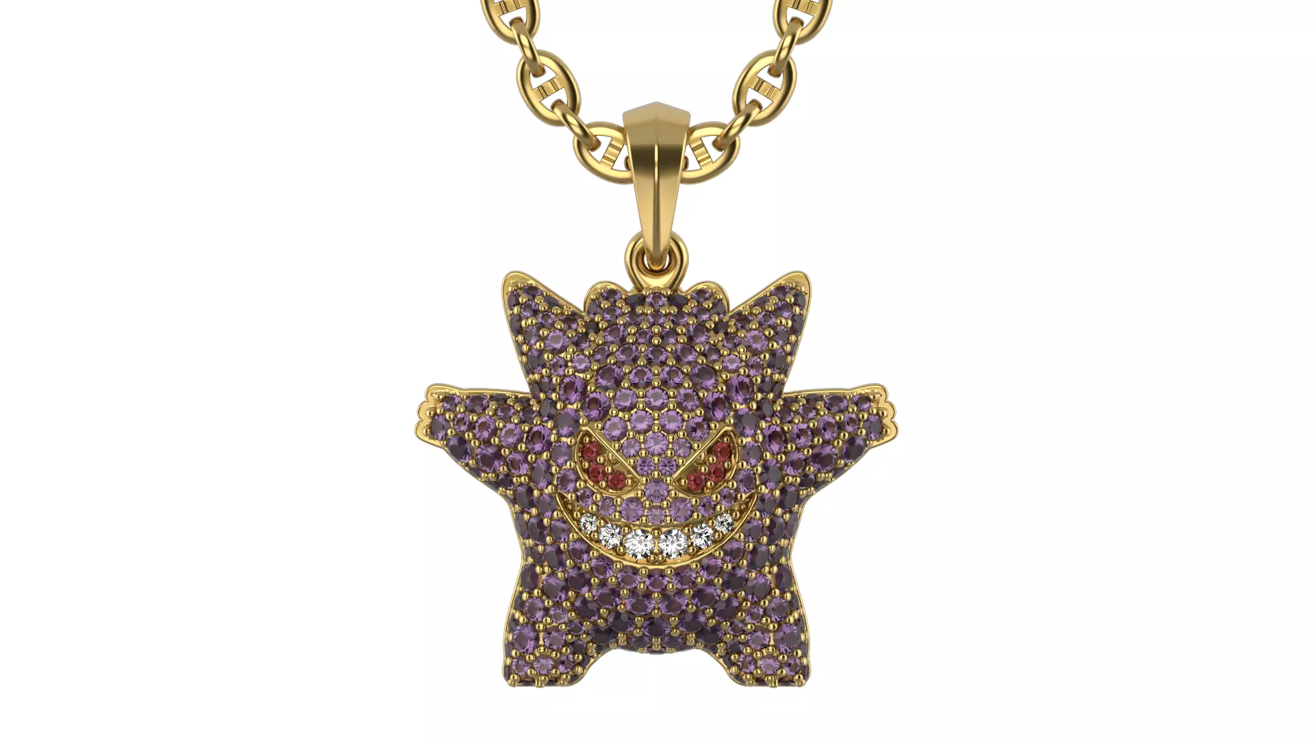 Gengar pendant wiht Gems 20mm 3D print model_0