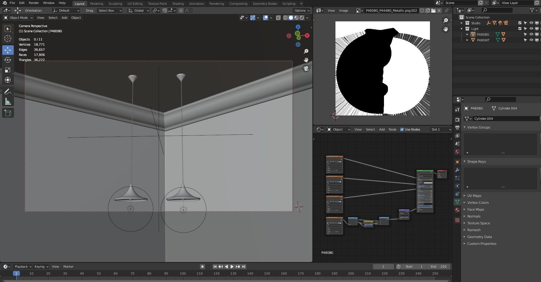 Pendant Ceiling Light P480BG Low-poly 3D model_24