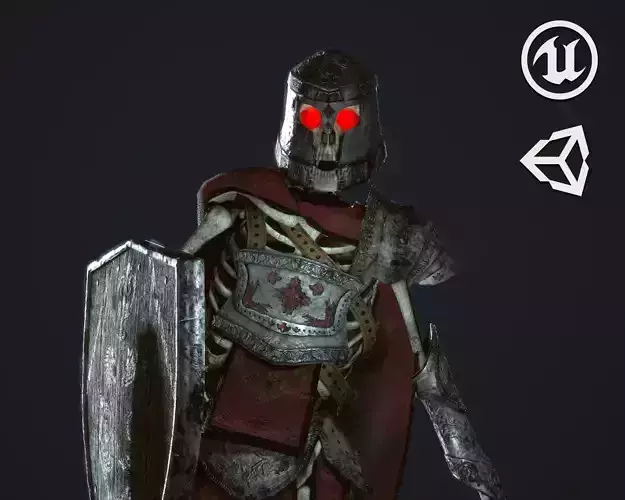 Skeleton Warrior - Game Ready Low-poly 3D model