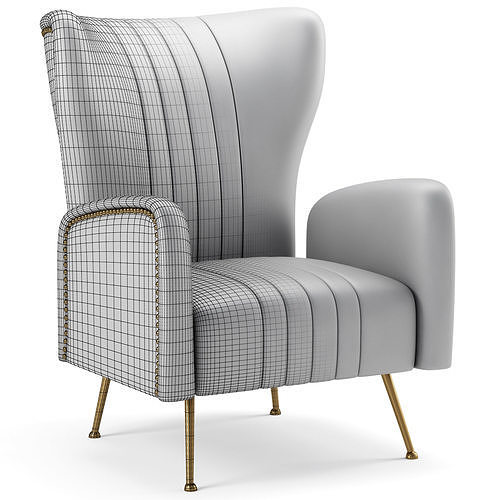 Opera Velvet Accent Chair 3D model 7