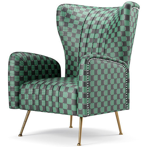 Opera Velvet Accent Chair 3D model 6