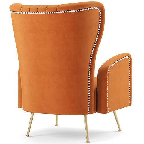 Opera Velvet Accent Chair 3D model 5
