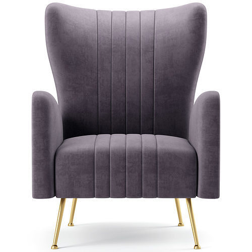 Opera Velvet Accent Chair 3D model 3