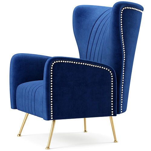 Opera Velvet Accent Chair 3D model 2