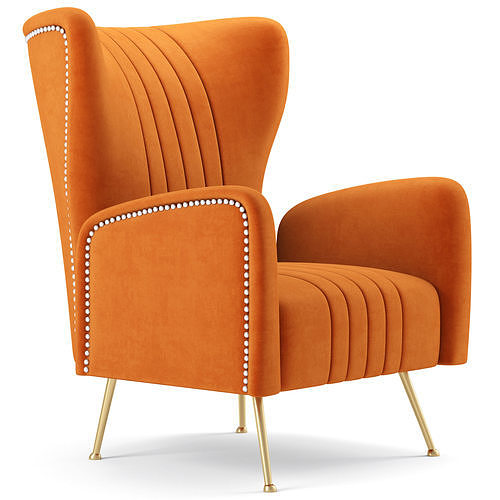 Opera Velvet Accent Chair 3D model 4