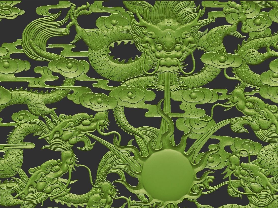 dragons metal plate with pattern 3D print model_4