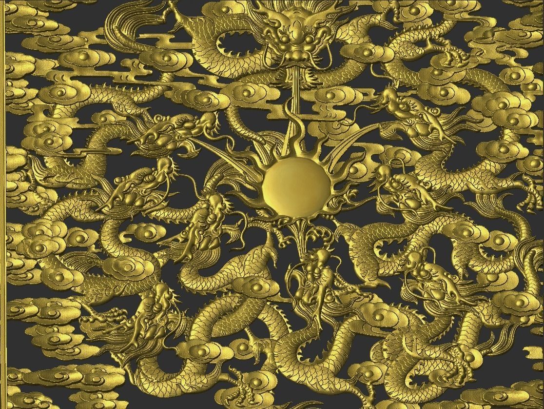 dragons metal plate with pattern 3D print model_2