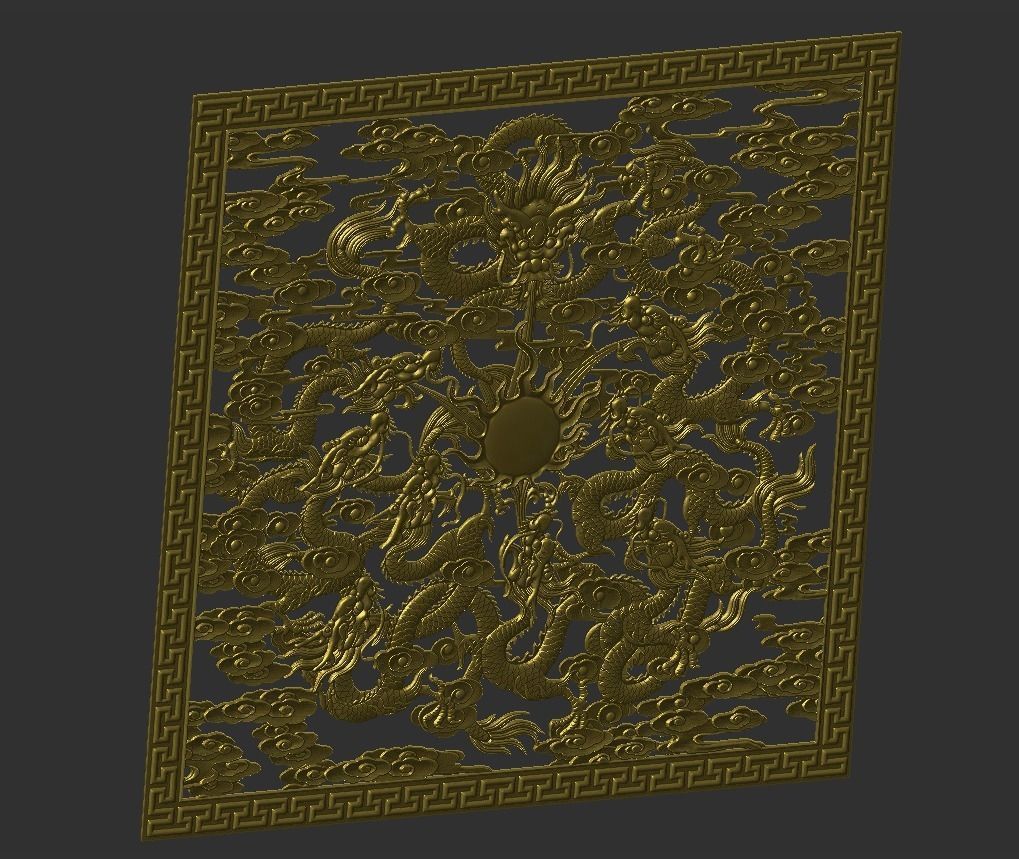 dragons metal plate with pattern 3D print model_1