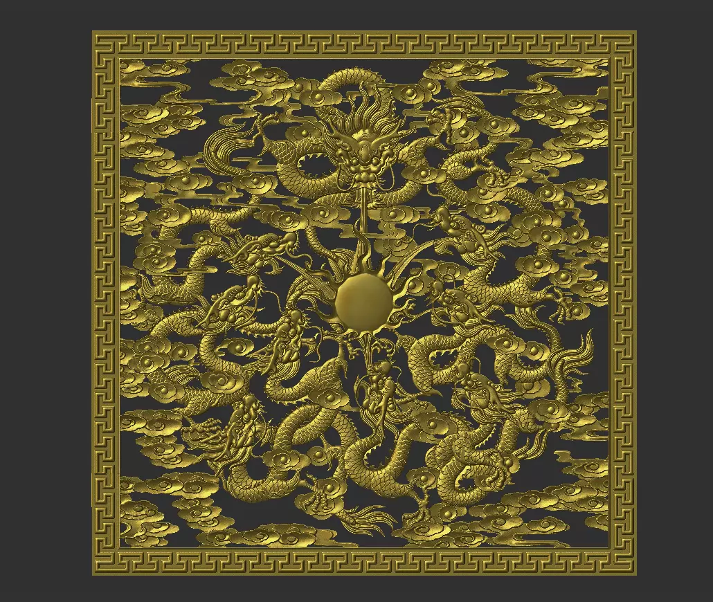 dragons metal plate with pattern 3D print model_0