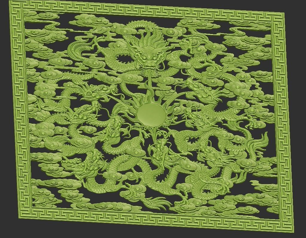 dragons metal plate with pattern 3D print model_5