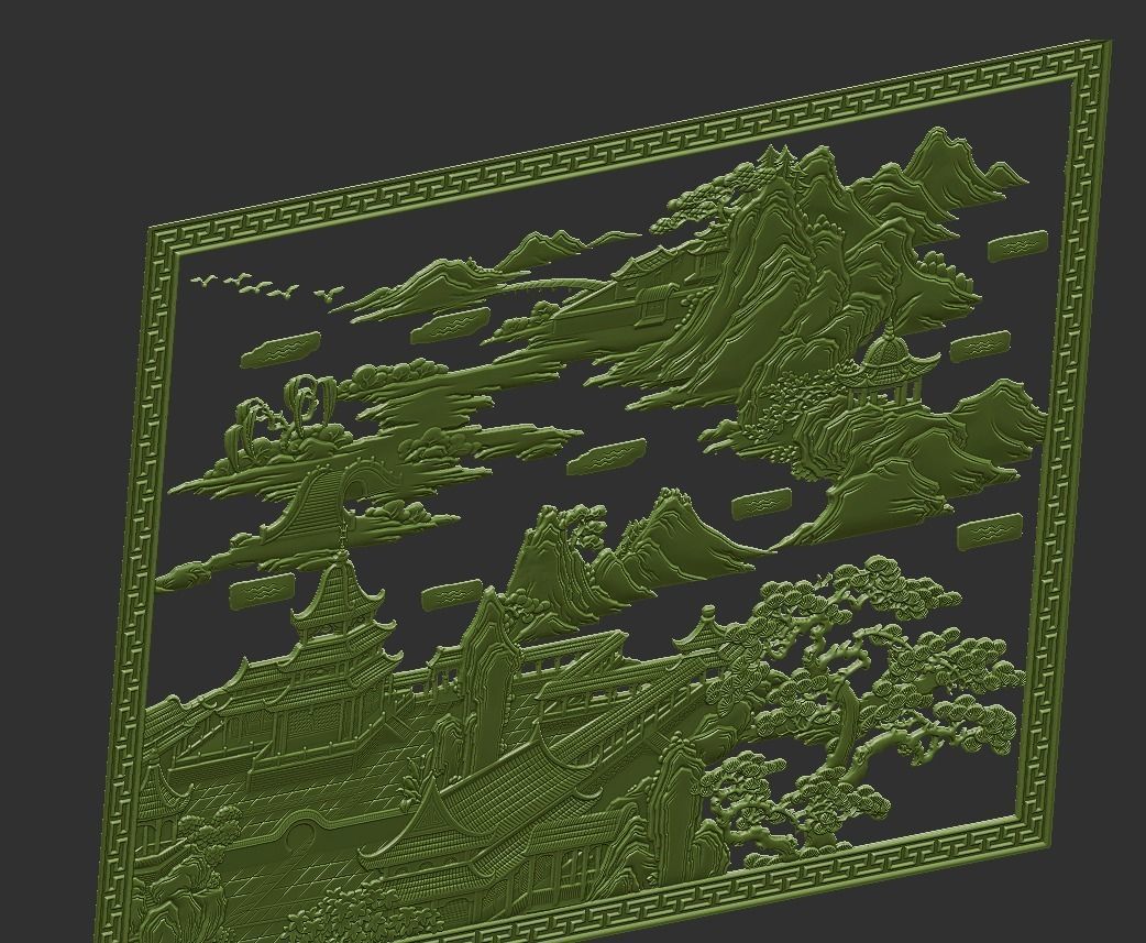 ancient Chinese painting of bas-relief  3D print model_4