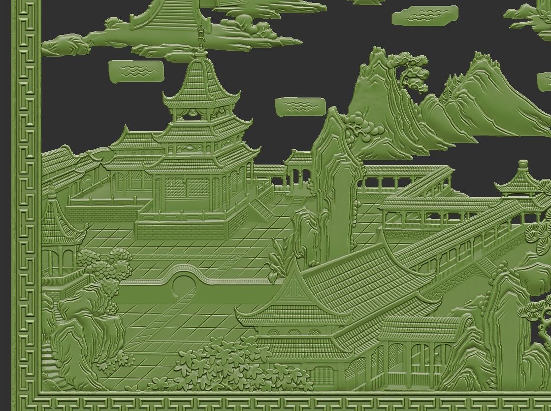 ancient Chinese painting of bas-relief  3D print model_3