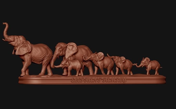 Elephant Family 3D print model